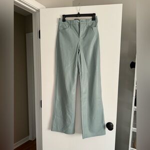 Express high waisted leather wide leg pant in silver blue. Size 2.